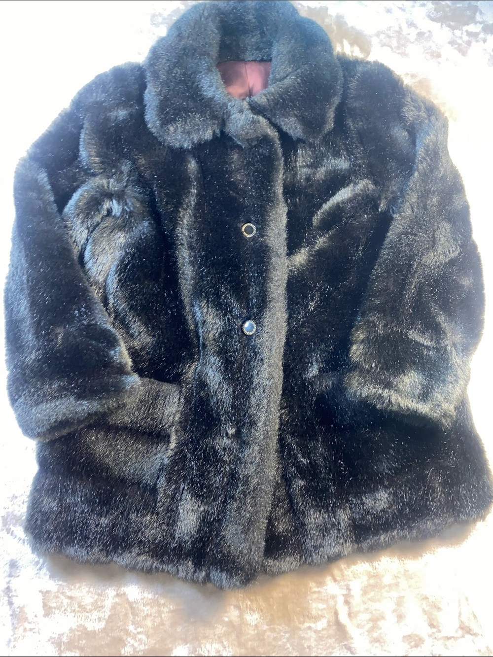 Vintage Martinique Brown Faux Fur Teddy Jacket with Button Front